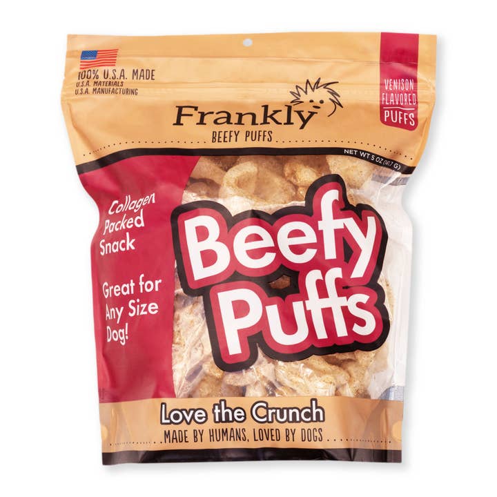 Beefy Collagen Puffs - Venison 5 Oz for wholesale by Frankly Pet