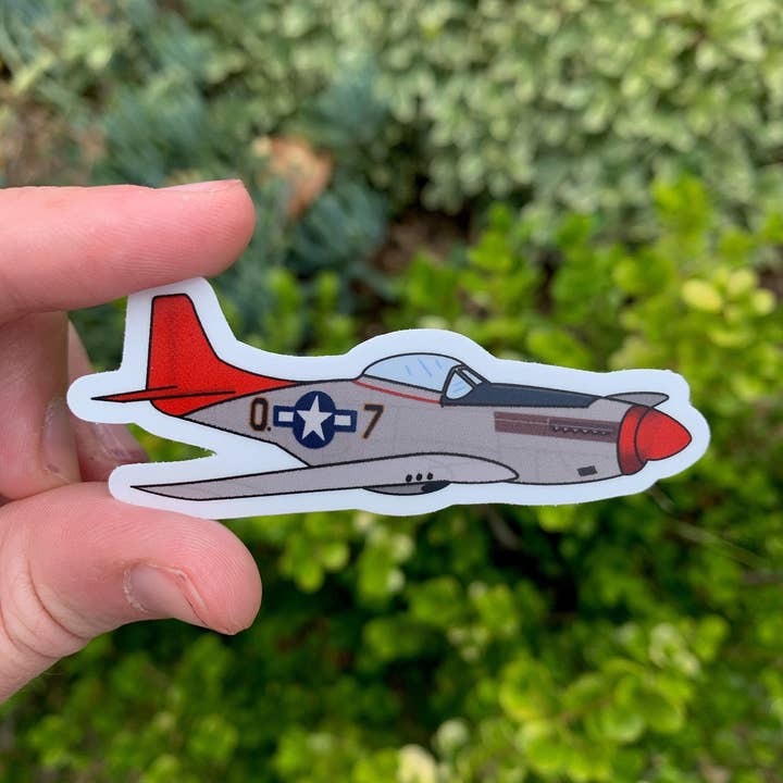 Autocollant avion de chasse P-51 de la Seconde Guerre mondiale - Vinyle - Passe au lave-vaisselle - pour la vente par Extremely Retro