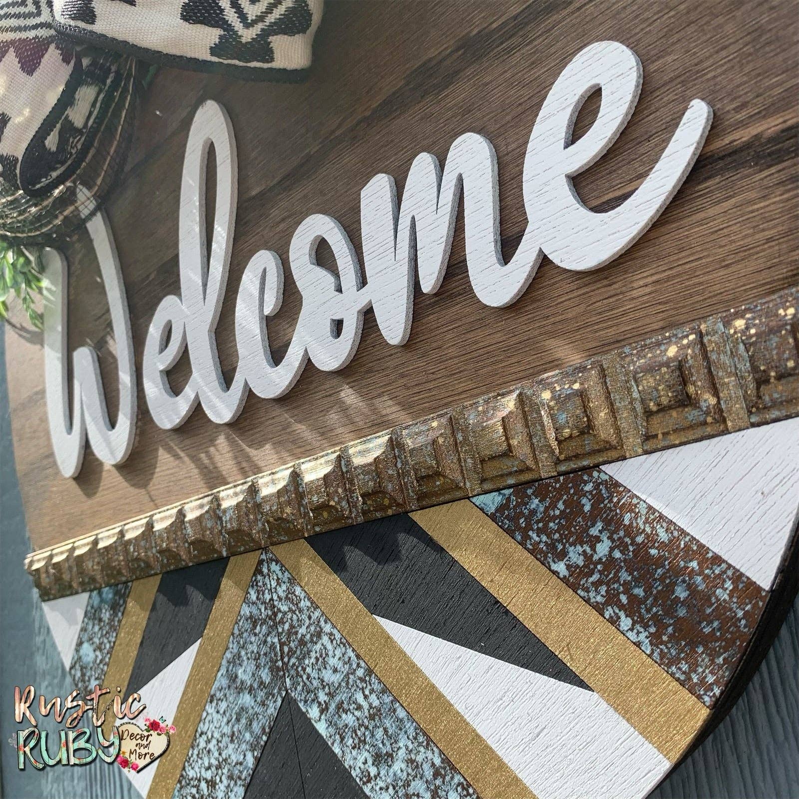 Rustic Ruby Decor and More LLC - Wholesale Door Hanger - Bronzed Geometric Door Hanger1