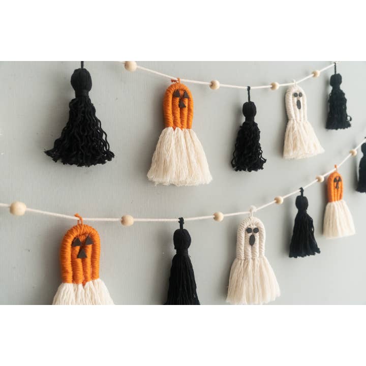 BeanDaikon - Vendita all'ingrosso Bandierine/Ghirlande - Ghirlanda Fantasma Decorazione da Parete in Macramè per Accento Festivo in Casa U137