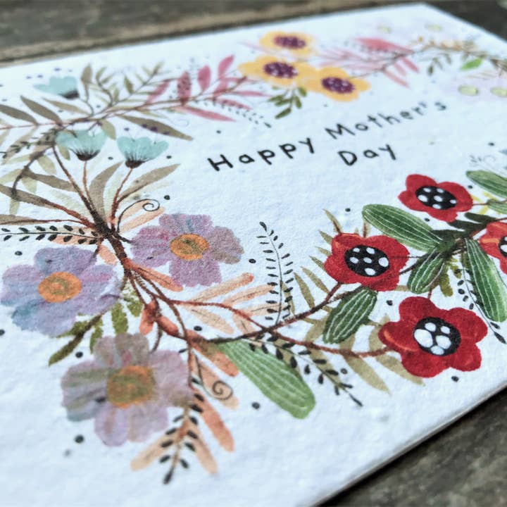 Erika's Whimsical Art – wholesale Mother’s Day card – Plantable Seed Paper Mother's Day Card, Blank Inside4