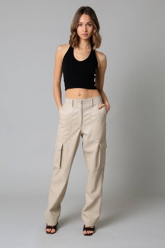 Olivaceous - Wholesale Pants - Women's - Kaelyn Pu Parachute Pants8