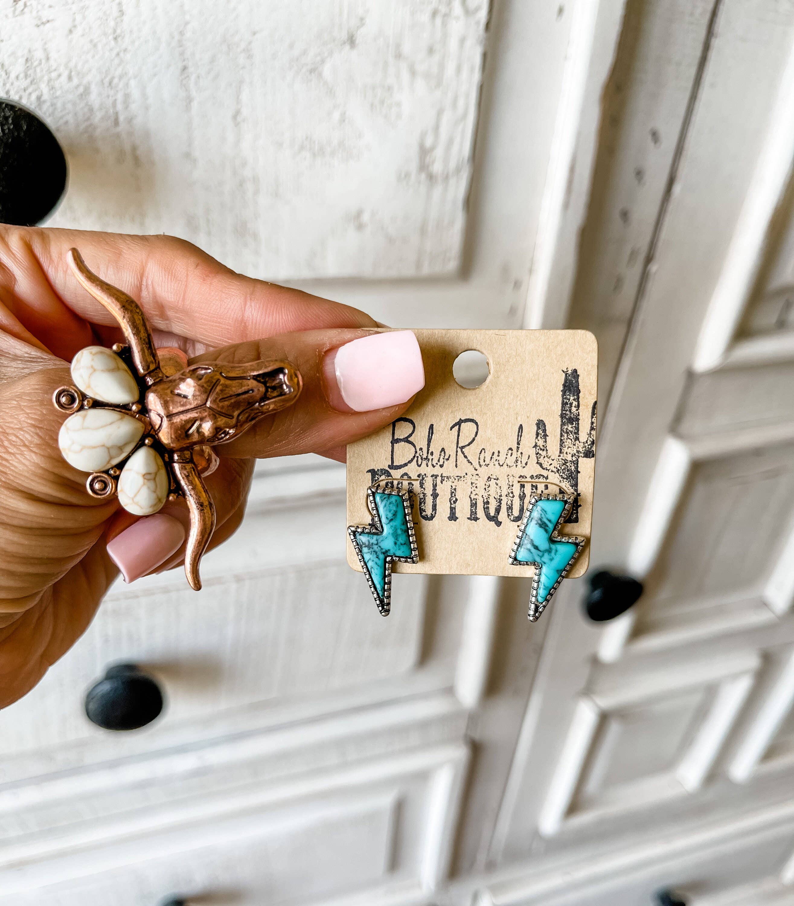 Boho Ranch Shop - Wholesale Stud/Post Earrings - Western Lightning Bolt Thunder Earrings2