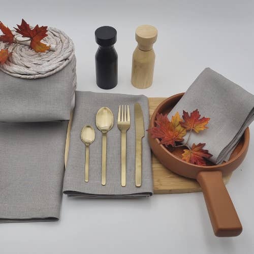 Rans - Wholesale Dinner & cloth napkin - Jenny Mclean Venice Pure Linen Napkins - Set of 4 | Grey