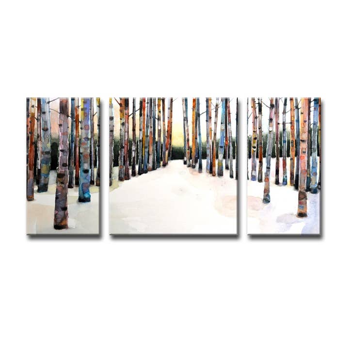 Geschilderde wintergrove' van Norman Wyatt Jr. 3-delige canvas kunstset voor wholesale door Ready2hangart, Inc.