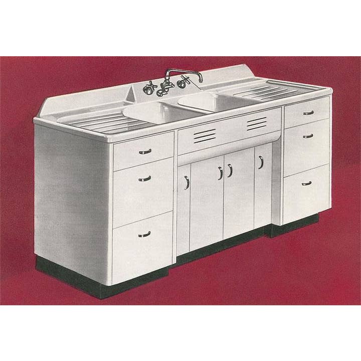 Found Image Press - Venta al por mayor Ilustración - Impresión artística AD-237 Fregadero de cocina de los años cuarenta