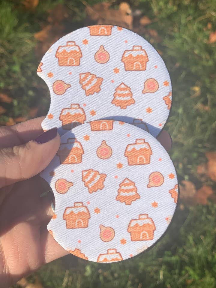 Peperkoek Feestelijke Auto Onderzetters | Set van 2 voor wholesale door The E Tribe Co.