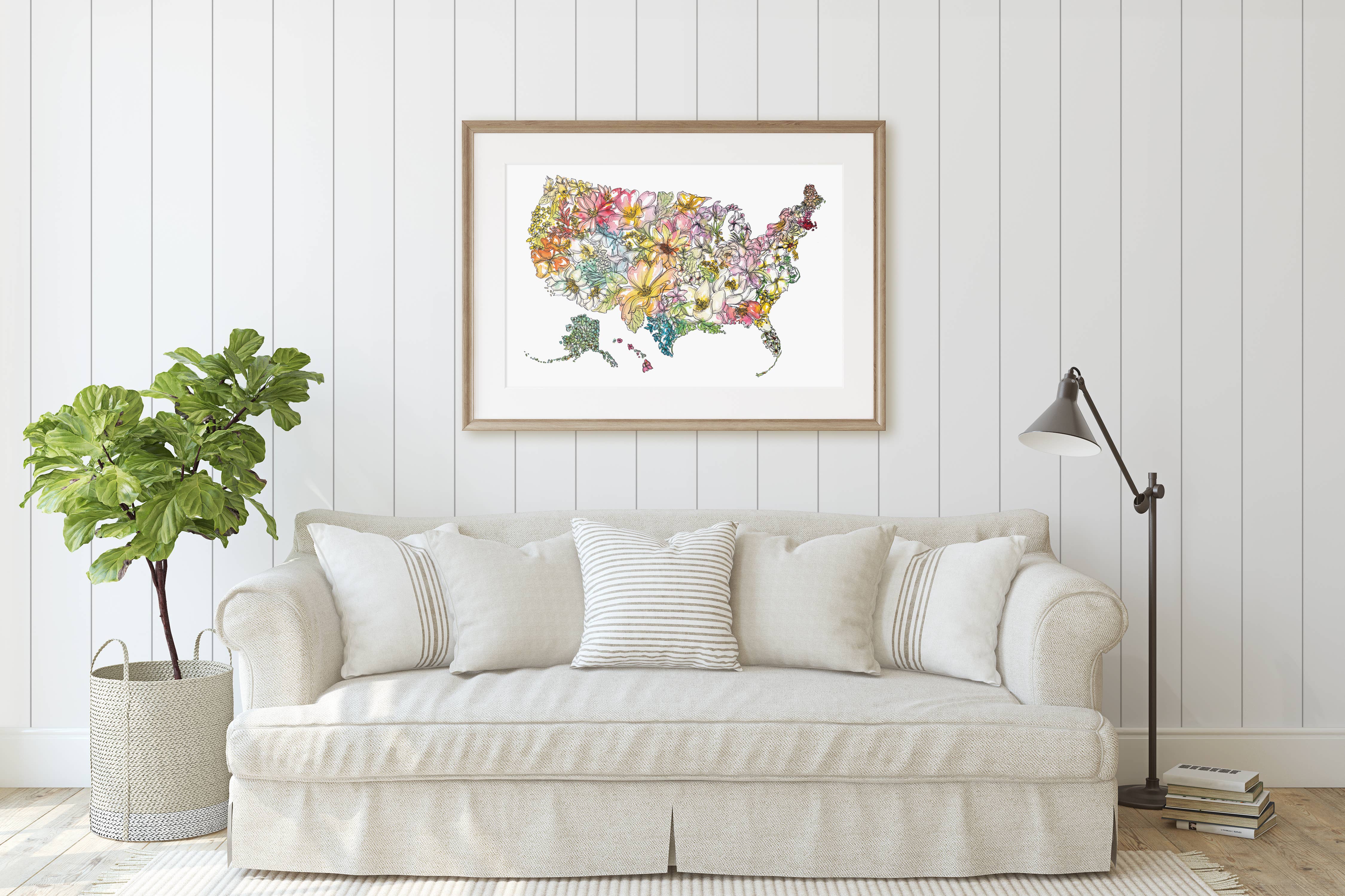 Amanda Klein Co. - Wholesale Art Print - USA Floral Wall Decor Poster featuring 50 State Flowers4