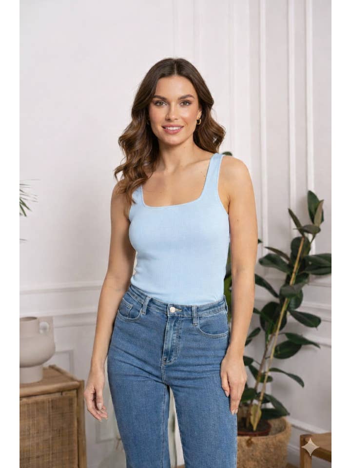 CHOKLATE PARIS – Großhandel Tanktop – Damen – 2-in-1 Wendbares Tanktop mit V-Ausschnitt und eckigem Ausschnitt – 87955