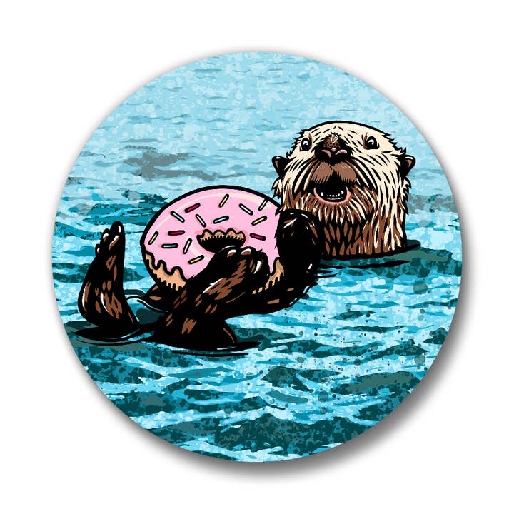 Sea Otter Jacket Button Pin – Soft Matte Finish, 1.25” for wholesale by Two Little Fruits