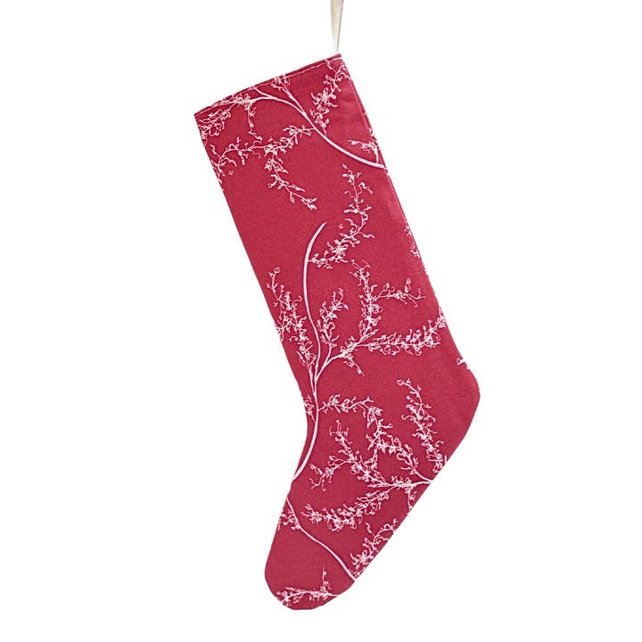 Rosemary Bright Holiday Stocking, Scarlet Red for wholesale by Lola & Gaia