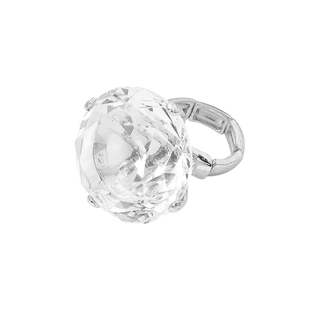 Sensibling Corp. - Venta al por mayor Anillos grandes/de cóctel - Anillo elástico con piedra de vidrio redonda de corte diamante de gran tamaño9