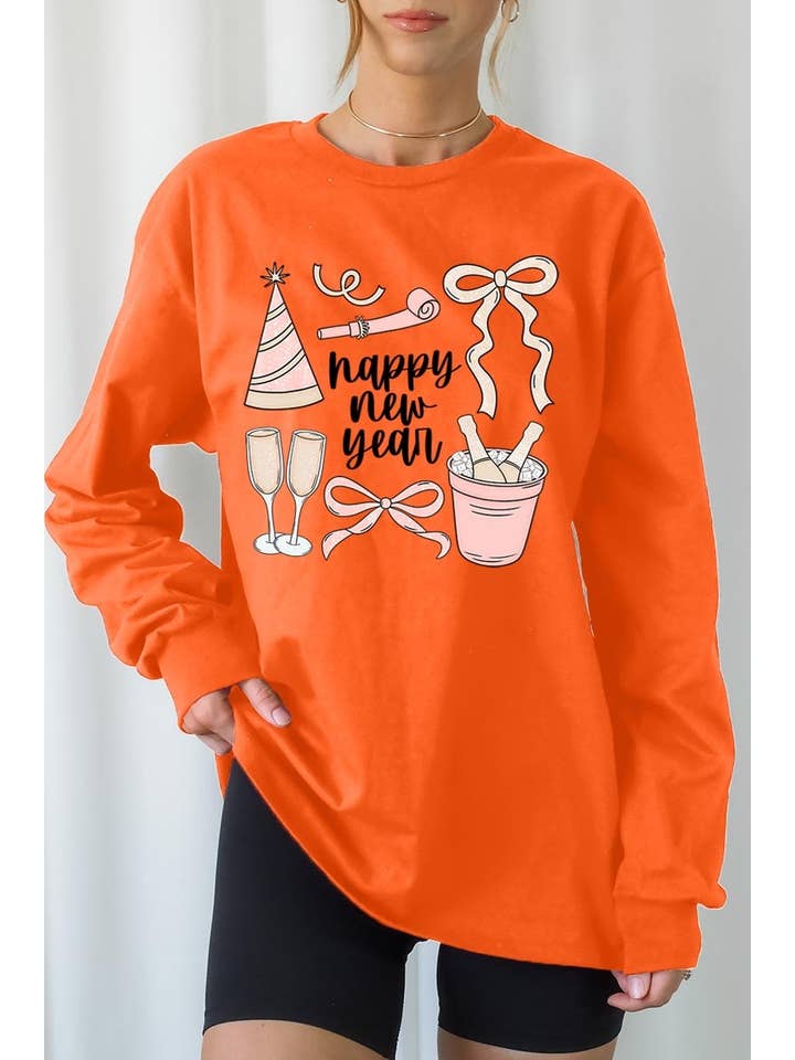 COLORBEAR - Wholesale T-Shirt (Graphic) - Women's - Happy New Year Graphic Long Sleeve Tee5