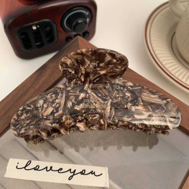 Dipped Shop - Vendita all'ingrosso Fermaglio per capelli - Donna - Clip ad artiglio a pois color caramello floreale DPJC42