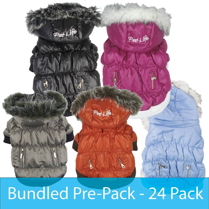 Pet Life® Hundemantel, klassisch, metallisch, 3M, isoliert, mit abnehmbarer Kapuze, 24er-Pack für den Großhandel von Pet Life