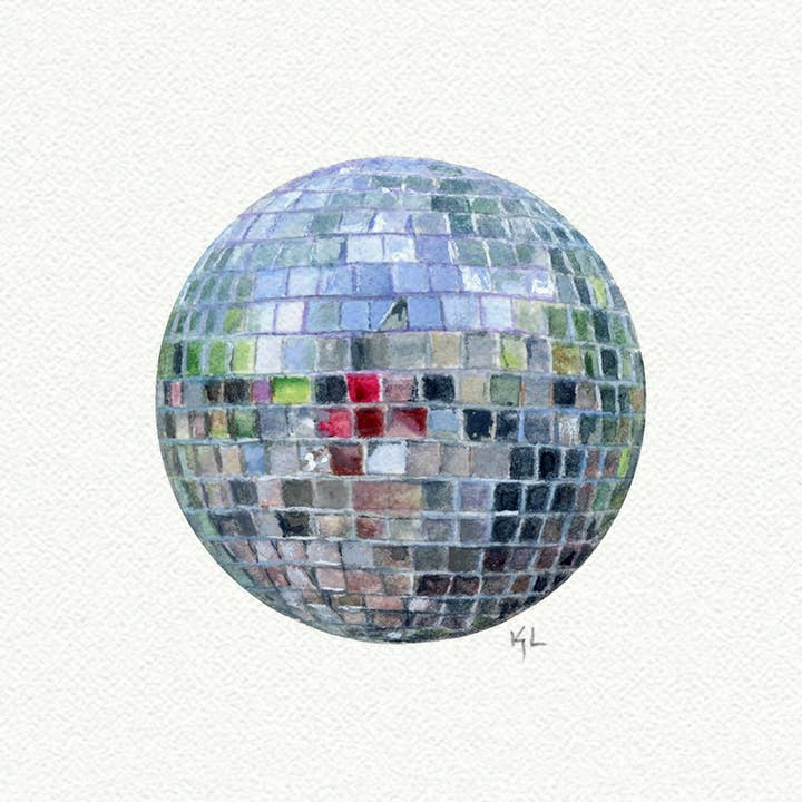 Karen Libecap Tiny Paintings - Wholesale Art Print - Disco Ball Miniature Watercolor Painting - Art Print