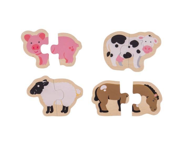 Bigjigs Toys - Wholesale Puzzle - Kids - Two Piece Puzzles - Farm1
