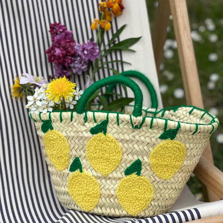 Twins Basket - Venta al por mayor Bolsa de playa - BOLSA DE PAJA Market basket hecha a mano con piel, French Market