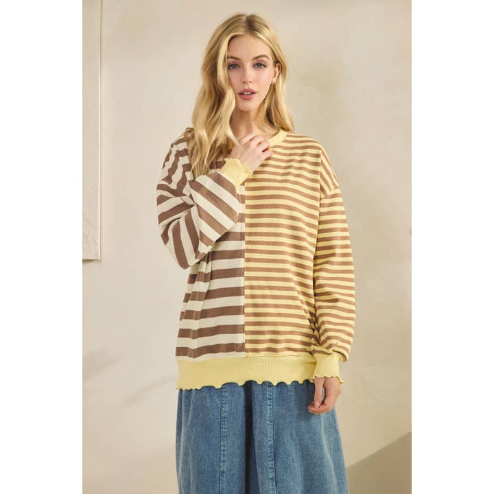 Veveret - Wholesale Tunic - Women's - Contrast Striped French Terry Top1