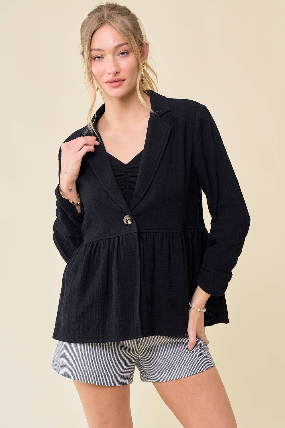 Doe and Rae – Engroshandel Blazer - Dame – SHIRRED GAZE BLAZER - 10374J4