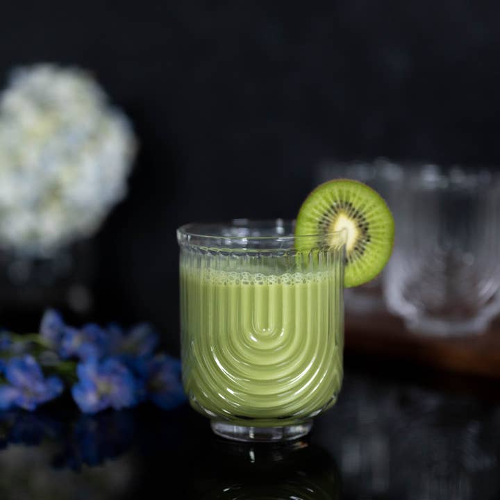 Greenline Goods - Wholesale Cocktail/Liquor Glass - Art Deco Cocktail Glasses - Lowball Ribbed Wave Glasses (Set