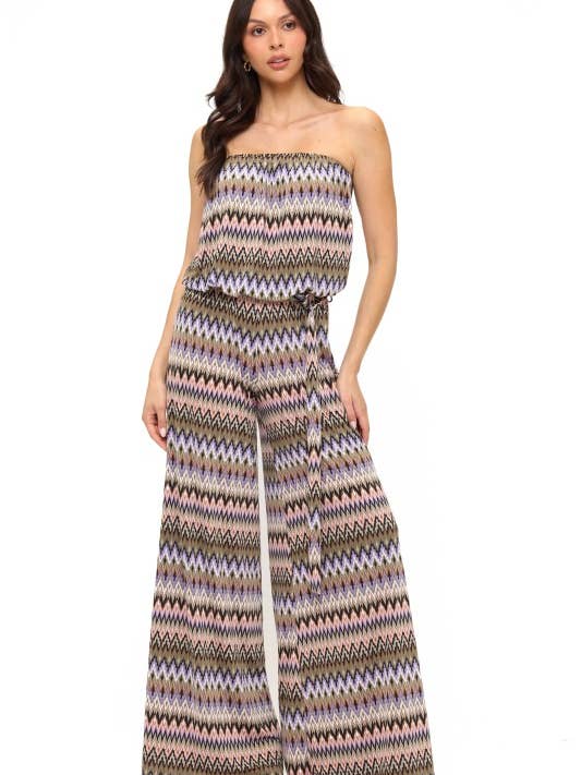 Jumpsuit med vide ben og ringbælte for engroshandel hos Ariella USA