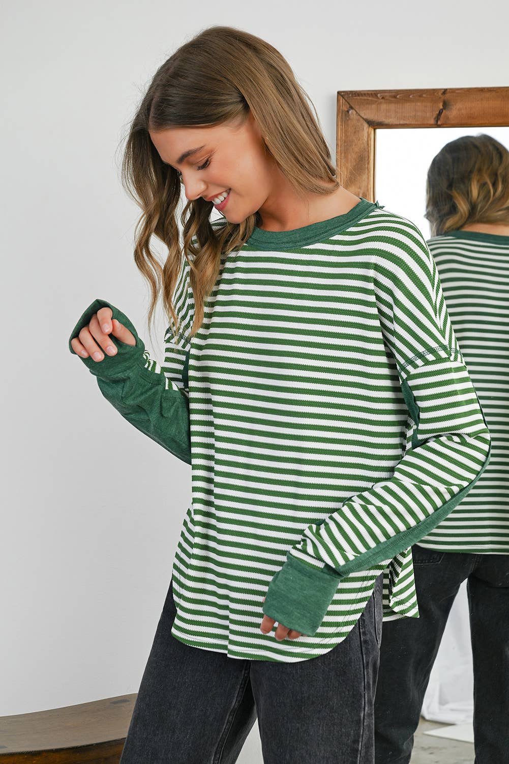 Aapparella - Wholesale Knit Top - Women's - Basic Stripe Patten Knit Long Sleeve Top | S-4X3