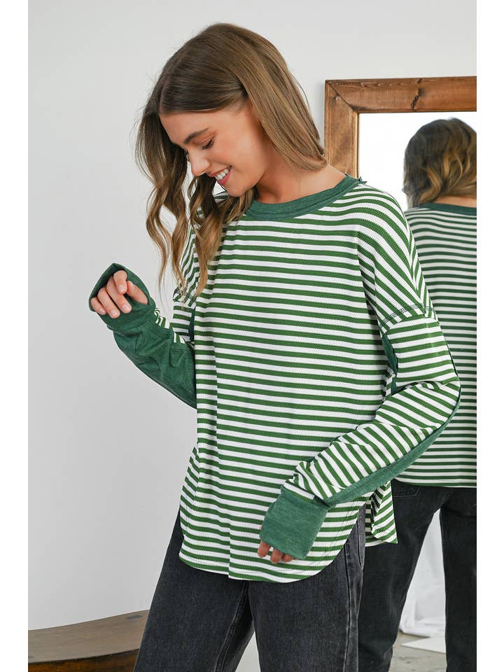Aapparella - Wholesale Knit Top - Women's - Basic Stripe Patten Knit Long Sleeve Top | S-4X3