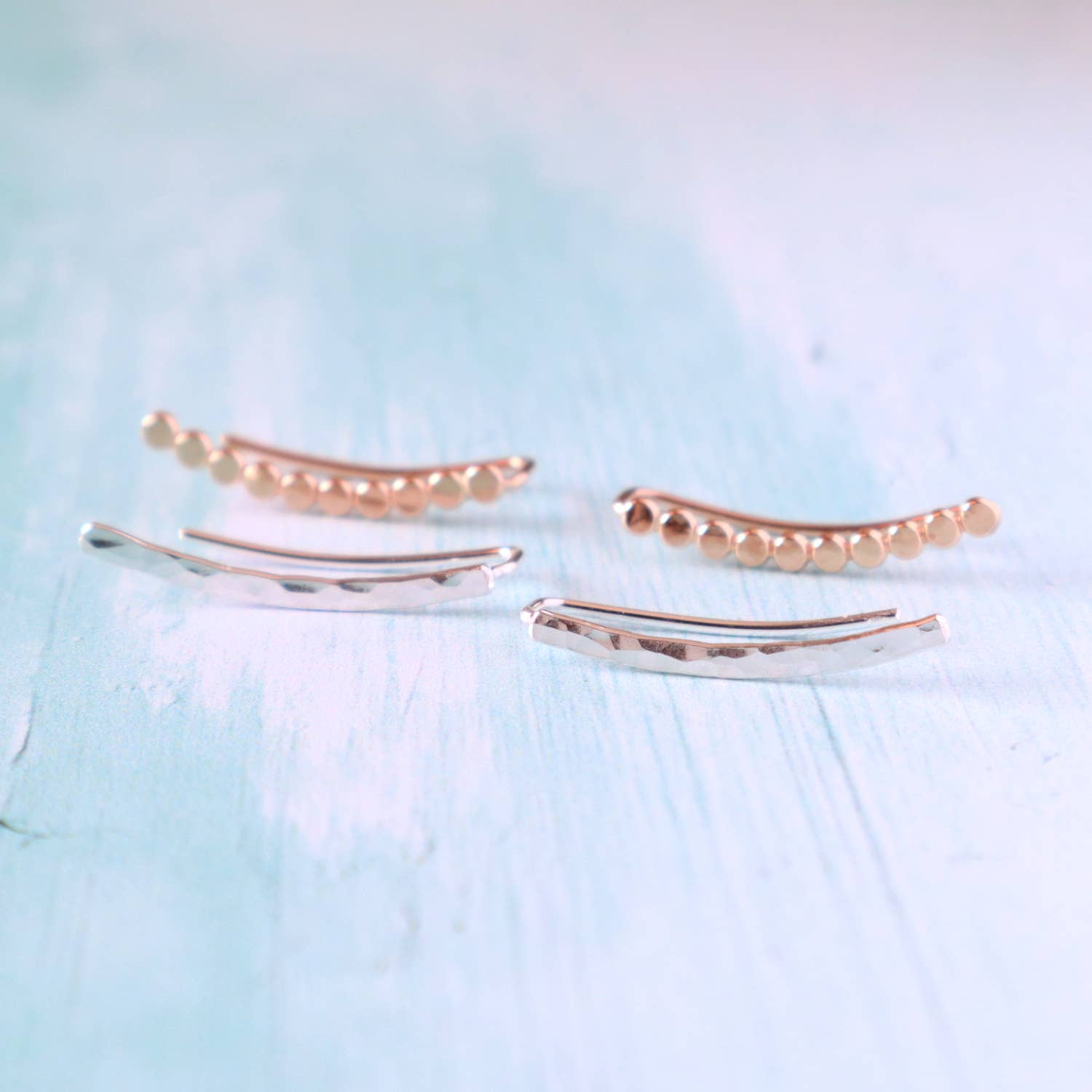 Blossom and Shine - Wholesale Ear Jackets/Climbers - Hammered Bar or Beaded Ear Climbers | Silver or Gold Filled5