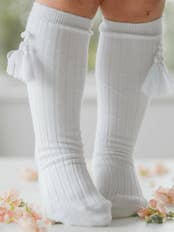 Classical Child - Wholesale Socks – Child - Knee High Tassel Socks-White color
