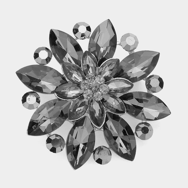 Sensibling Corp. - Wholesale Brooch - Marquise Stone Accented Flower Pin Brooch
6