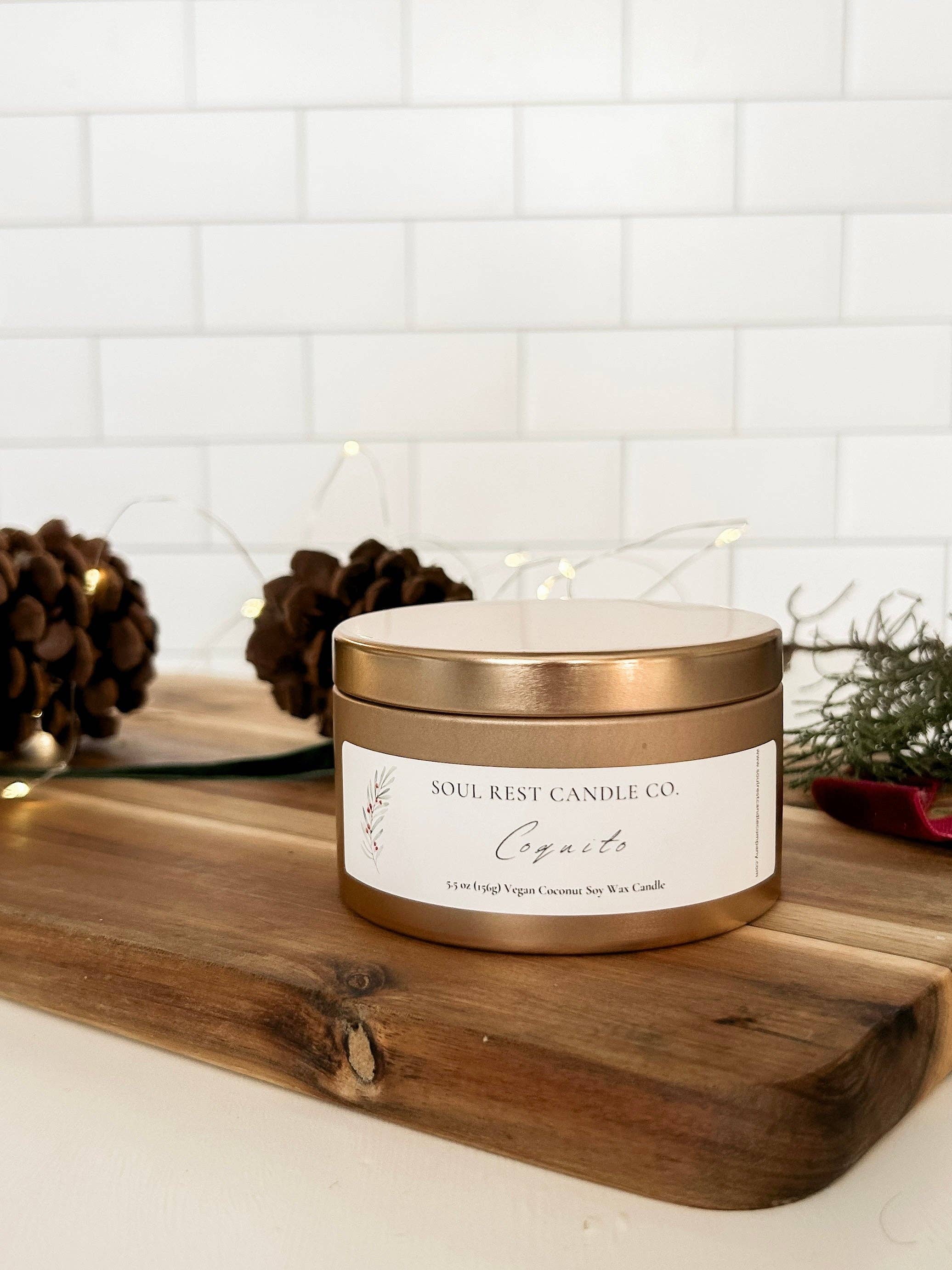 Soul Rest Candle Co. - Wholesale Travel Candles - Coquito 5.5oz Tin Candle1