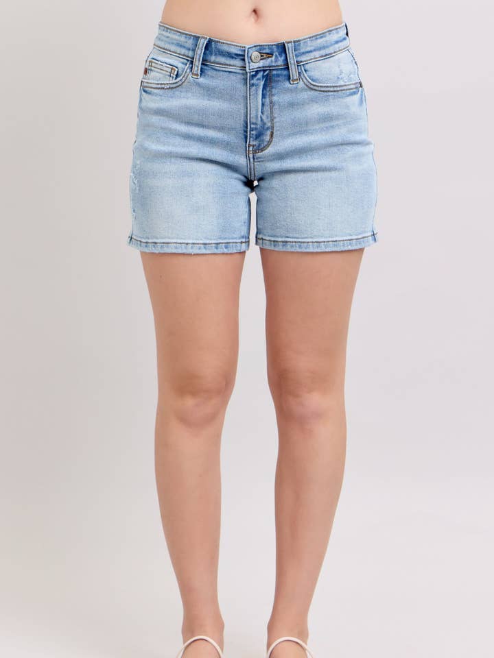 Watermelon Apparel - Wholesale Shorts - Women's - Judy Blue Mid Rise Vintage Wash Dad Shorts