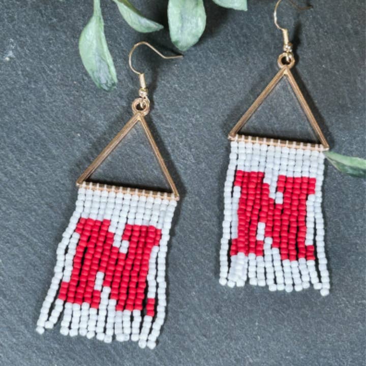 Made by Melissa - Wholesale Dangle Earrings - Nebraska Huskers Triangle Beaded Earrings - Made to Order5