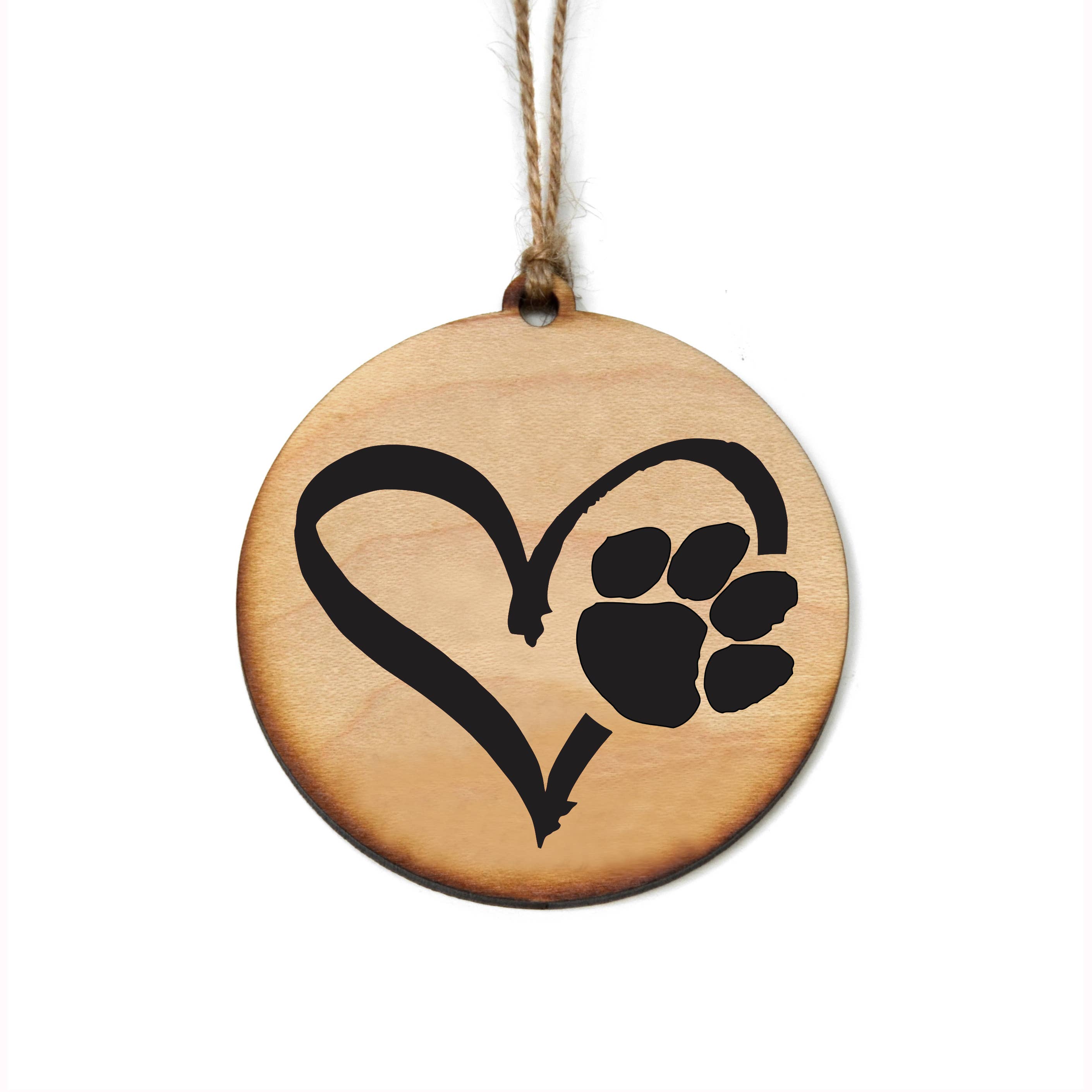 Driftless Studios - Wholesale Ornament - Puppy Heart Wood Ornament