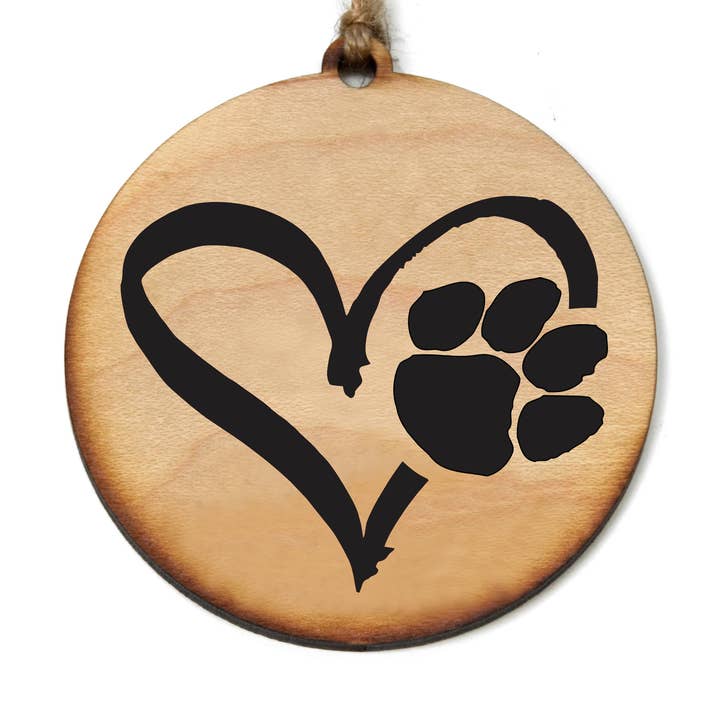 Driftless Studios - Wholesale Ornament - Puppy Heart Wood Ornament0
