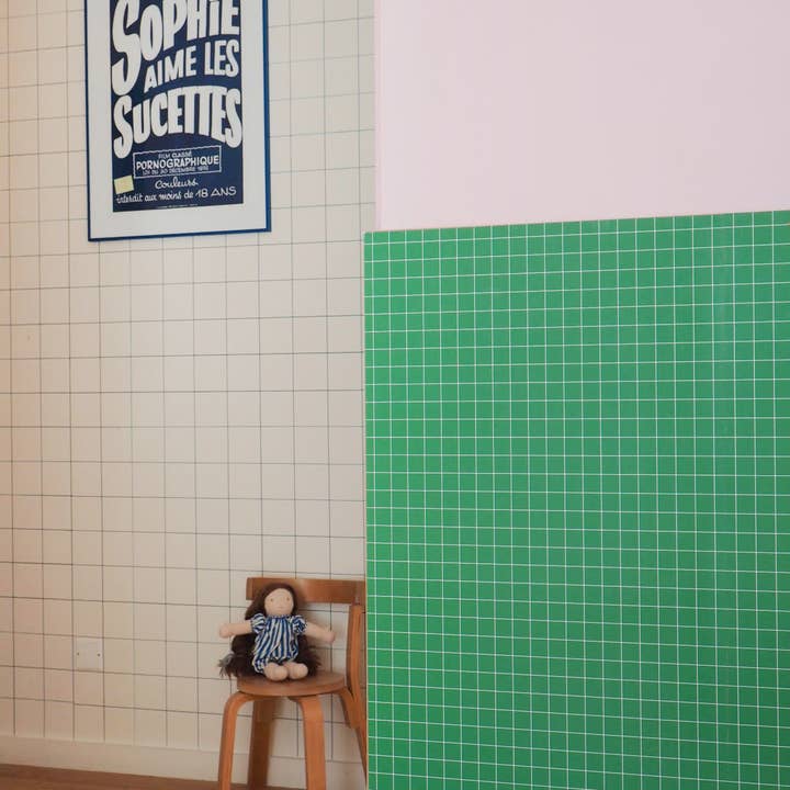 À Carreaux - Wholesale Wallpaper - GREEN POP Wallpaper with small white squares5