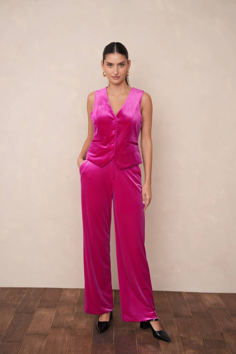 Attentif Paris - Wholesale Suit Vest - Women's - plain velvet sleeveless suit vest25