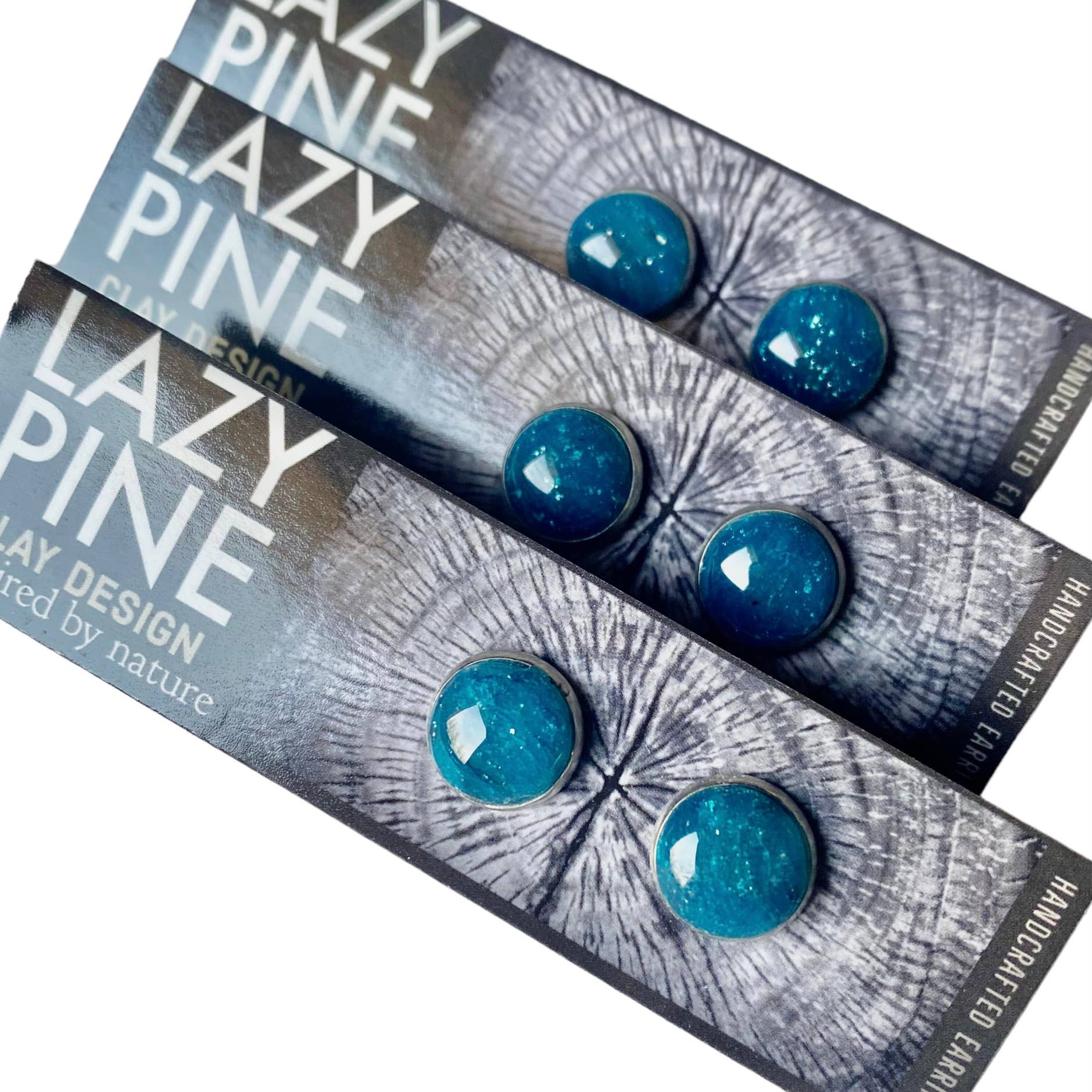 Lazy Pine Clay Design - Wholesale Stud/Post Earrings - Okanogan Blue Framed Stud Sets1