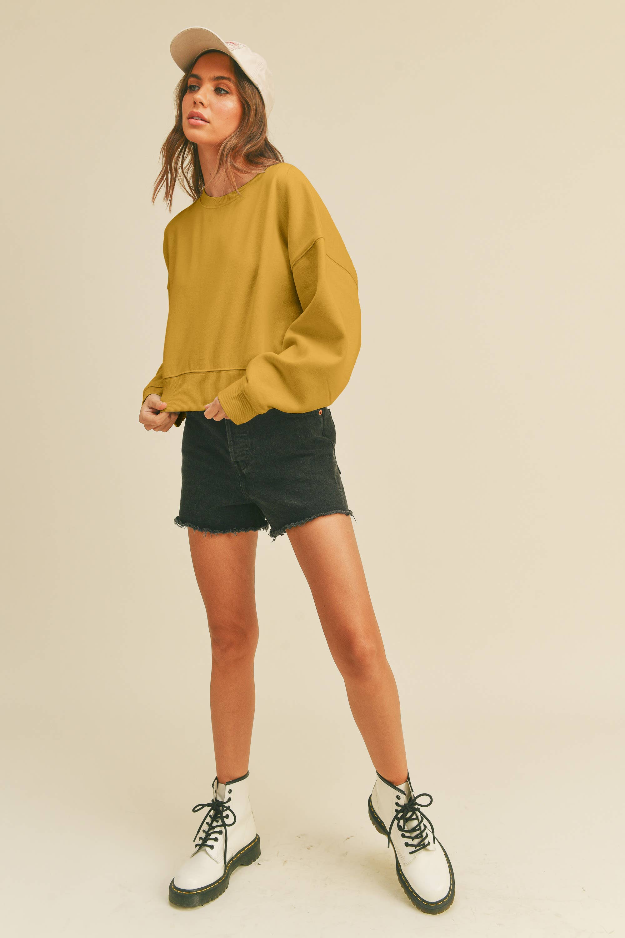 Honestee - Wholesale Sweatshirt - Women's - Blank Short Cropped Long Sleeve Sweatshirt6