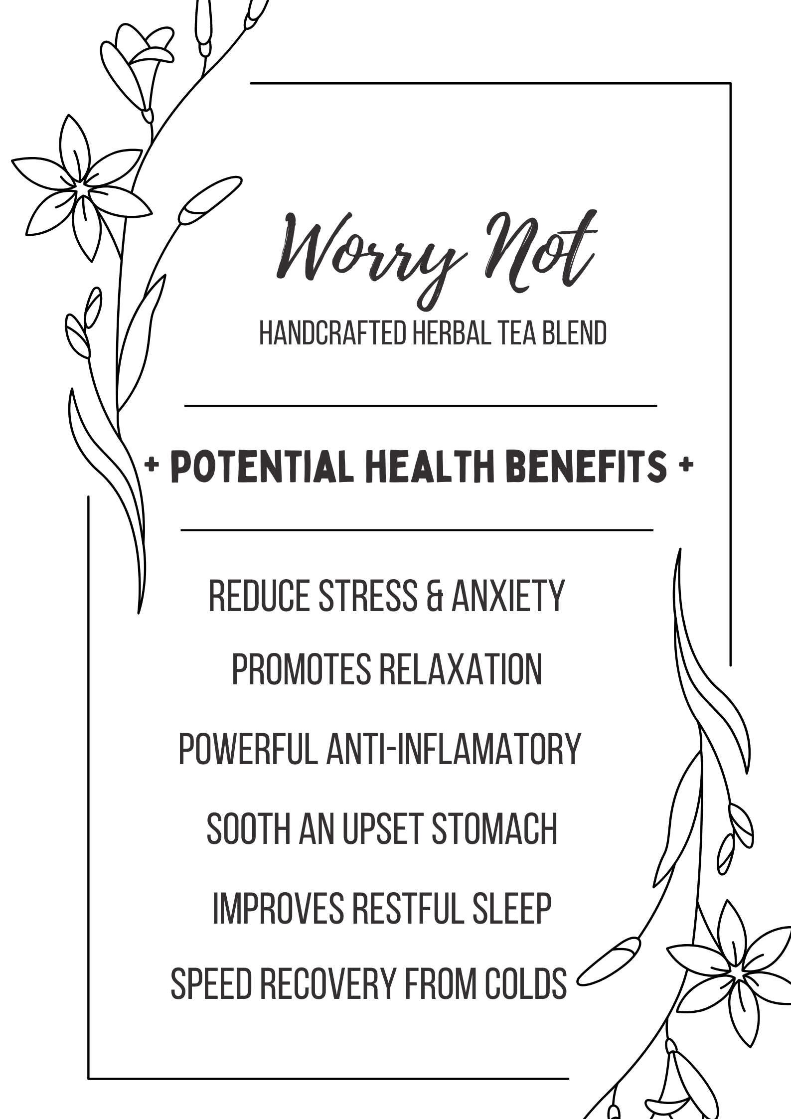 Loveyenergy & Blessings - Wholesale Loose Tea - WORRY NOT Handcrafted Herbal Tea Blend2