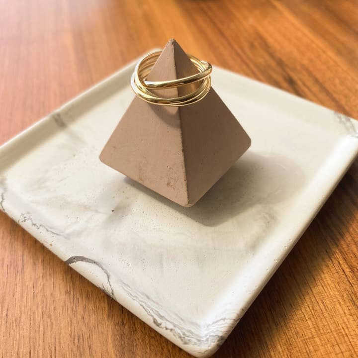 Zahav Jewelry - Wholesale Band/gestapelde ring - 10 kt massief gouden ring | bruidsmeisjescadeau | stapelring | geschenk voor haar | drie-rijige modejuwelen3