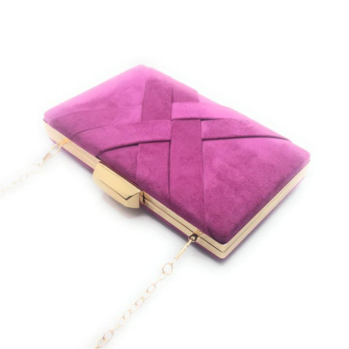 BRANDELIA - Wholesale Clutch Bag - Women's - Handbag Party Bag · Crossbody Suede Violet Gold4