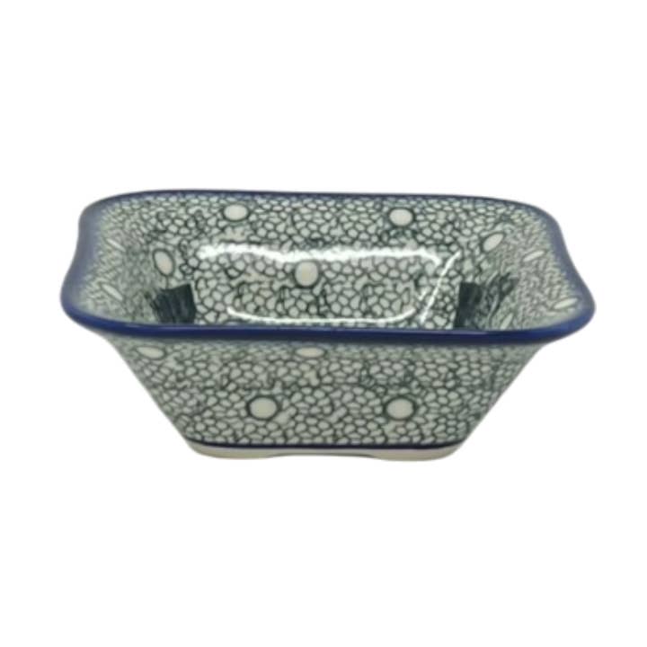 Bowl, Square, 5.25" Small, WR (WR12G) in "Winter Cabin" by W.R. Ceramika | WR12G-AB1 for wholesale by Polish Pottery Outlet