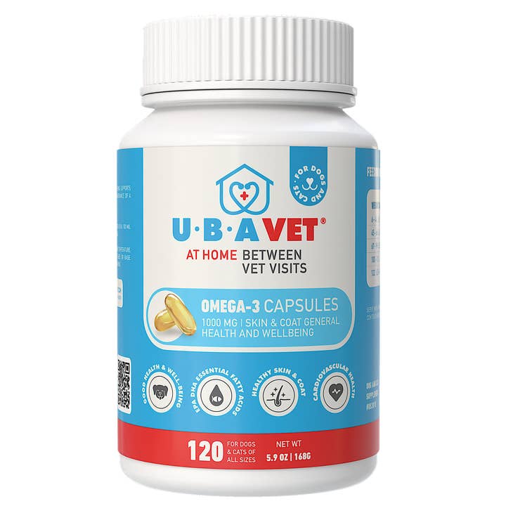UBAVET Omega-3 Capsules 1000 mg for Dogs & Cats (120 ct) for wholesale by Jojo Modern Pets