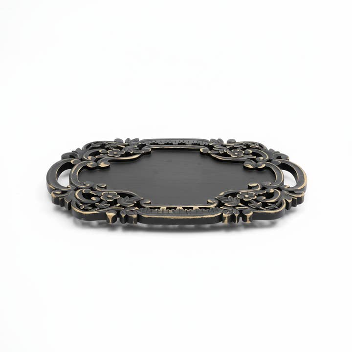 Expo Bazaar - Wholesale Serving Tray - Handcrafted Black Adirondack Carved Wood Serving Tray2