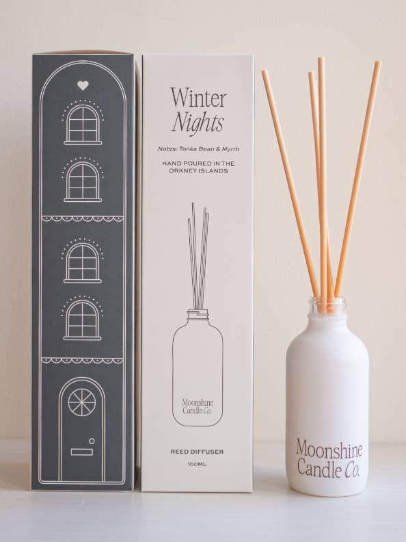 'Winter Nights' Tonka & Myrrh Luxury Christmas Reed Diffuser for wholesale by Moonshine Candle Co.