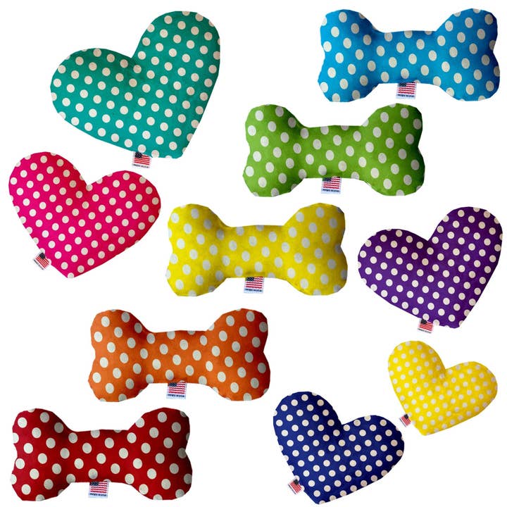 Jouet en peluche pour animaux et chiens en forme de cœur ou d'os, "Groupe Swiss Dots" pour la vente par American Leashworks