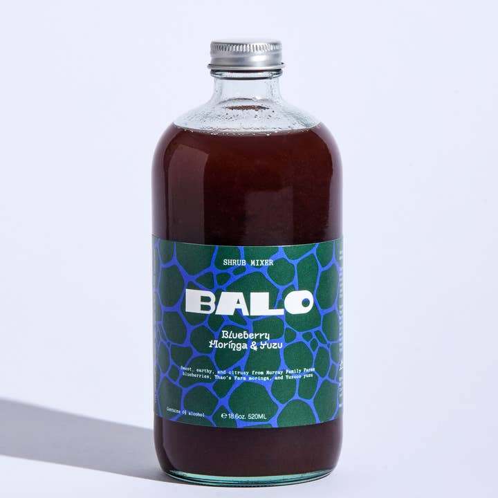 BALO.CO – Mistura de coquetel/xarope por atacado – Misturador de arbusto de mirtilo, moringa e yuzu 520g0