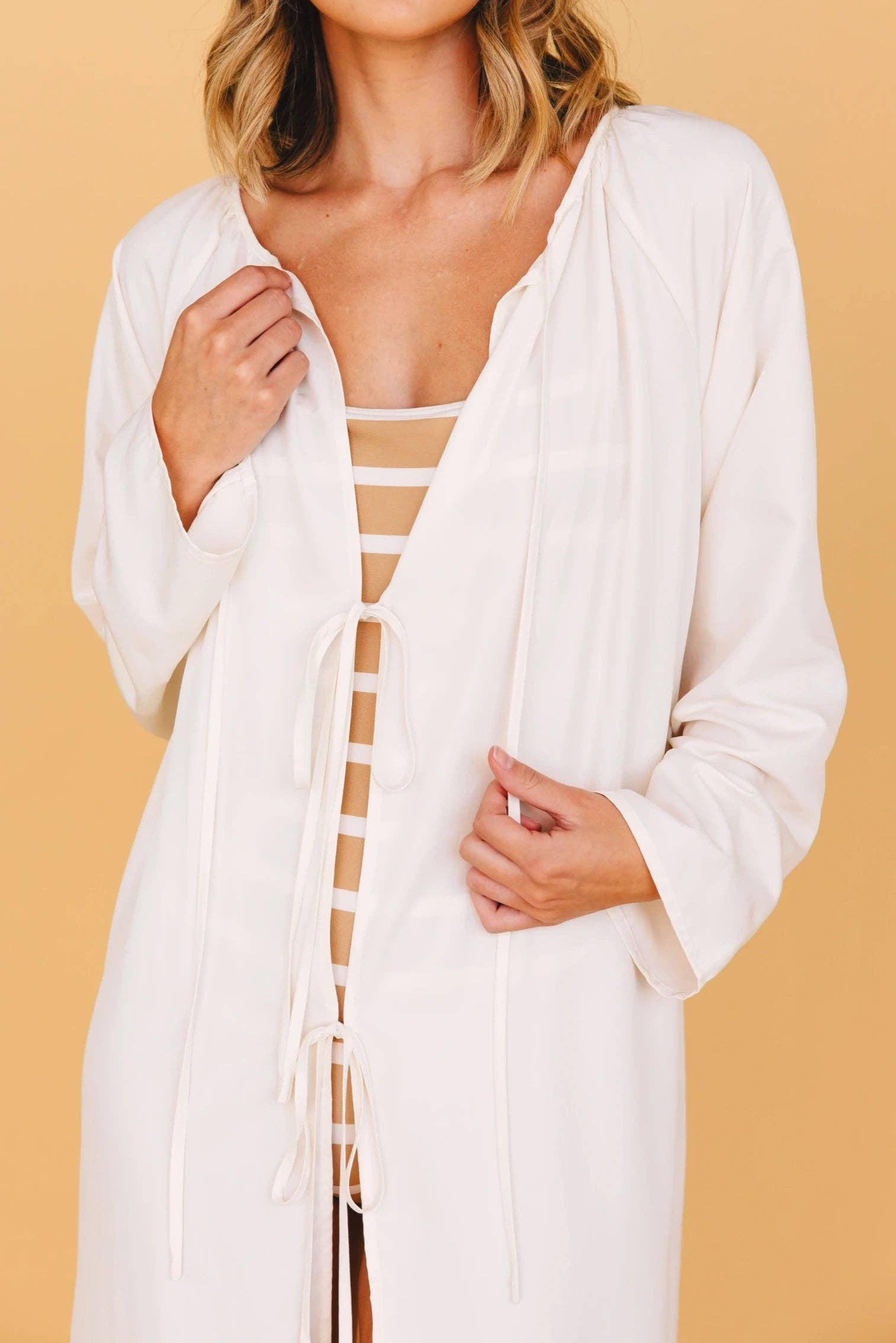 Tied Sunwear | UPF50+ Clothing - Wholesale Dress - Women's - Naomi Front-Tie Dress in Cream1